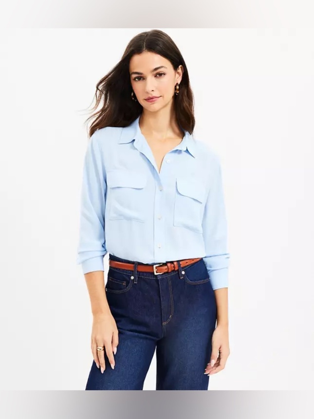 LOFT Everyday Utility Shirt – Silky Blue (Size Small)